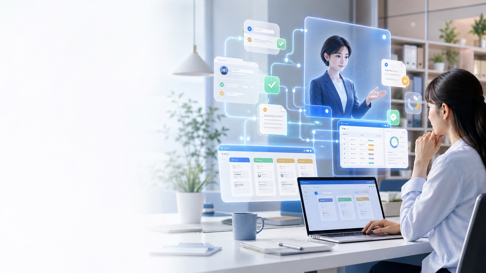 AI社員が業務・承認・記録をつなぐ作業環境のイメージ